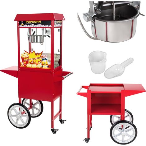 Machine à popcorn - Royal Catering - Puissance : 1 600 watts - Rendement : 5 kg/h, 16 l/h - Chariot