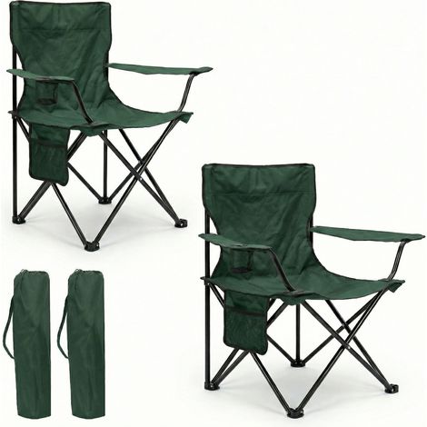 Pack de 2 Sillas Plegable Camping Verde 80x48x49cm (1/5)