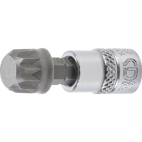 Punta de vaso entrada 6,3 mm (1/4") dentado múltiple interior (para XZN) M12 (1/2)