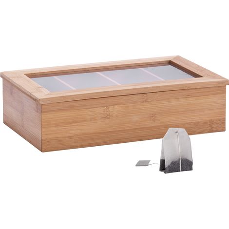 Scatola per tè in bambù Zeller con coperchio trasparente (1/2)