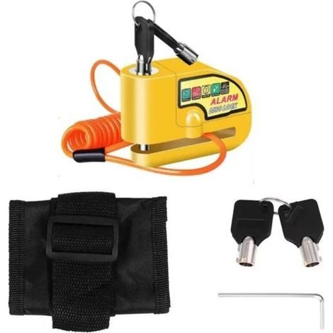 Disc brake lock for motorcycle, bicycle, scooter, waterproof alarm with reminder cable parts (1/5)