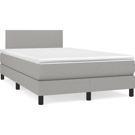 Sommier à lattes de lit matelas LED gris clair 120x190 tissu (1/5)