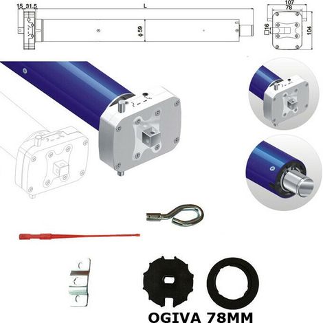 Motore Tende Tenda Da Sole 150 Kg 80 Nm Manovra Emergenza Di Soccorso 78 Ogiva