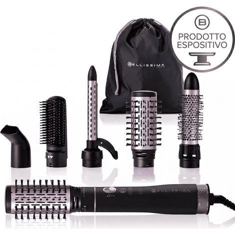 Imetec Bellissima 11934 Spazzola Arricciacapelli Ceramic & Tourmaline 1000W con 5 Accessori