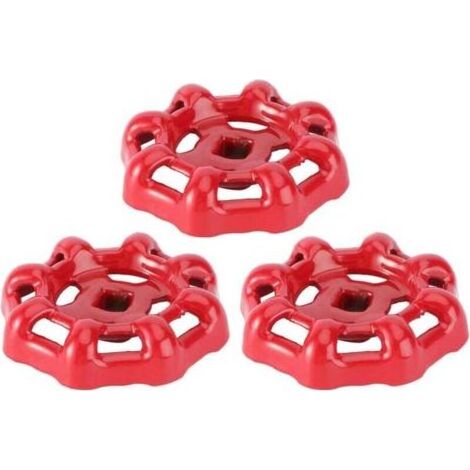 Volant de vanne poignée de vanne en fer rouge vanne à boisseau sphérique vanne d'arrêt robinet de conduite d'eau vanne partie supérieure poignée 6x6mm 3 pièces (1/4)