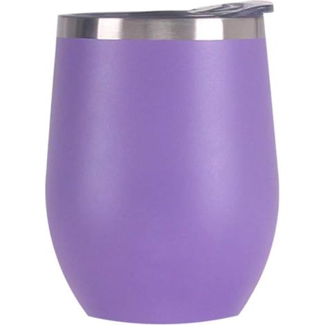 Edelstahl Stemless Weingläser, doppelwandiger vakuumisolierter Becher, mit Deckel, ideal für Wein, Kaffee, Getränke, Champagner, Cocktails Violett (1/5)
