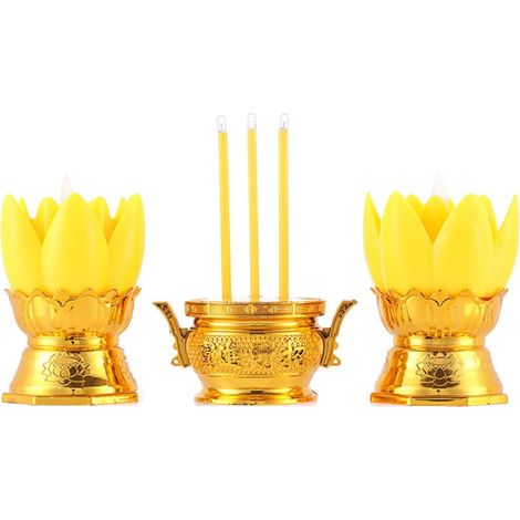 Brûleur de Parfum Électronique LED de Fleur de Lotus Blanc, Veilleuse LED Décorative sans Flamme, Lot de 2 Set de Lampes Lotus 1 Brûleur pour Rituels Bouddhistes et Décoration (1/5)