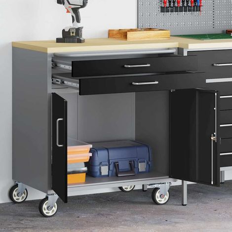 Werkbank mit Schubladen Schwarz und Grau 75 x 45 x 85 cm