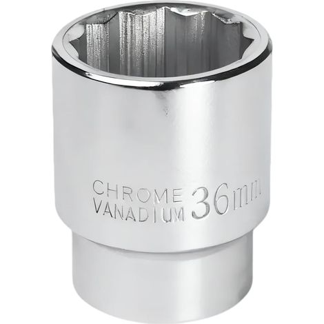 Douille 36 mm - 12 Pans - Acier Cr-Mo - Pour Clé À Choc Carré 3/4 Pouces - 1 Pièce