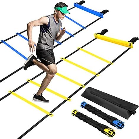 Échelle D'Agilité - 6 M Longueur - 10 Barreaux Réglables - Largeur 40 Cm - En PP Et Nylon - Pour Entraînement Sportif Pieds Rapides - 2 Pièces (1/3)
