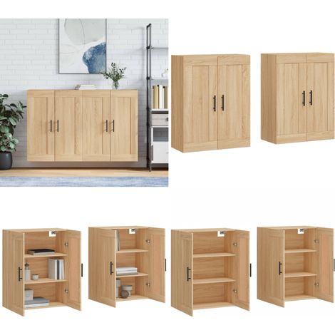 Wandschränke 2 Stk. Sonoma-Eiche Holzwerkstoff - Wandschrank - Sideboard - Regal - Wohnzimmer Dekoration - Möbel - Home & Living (1/5)