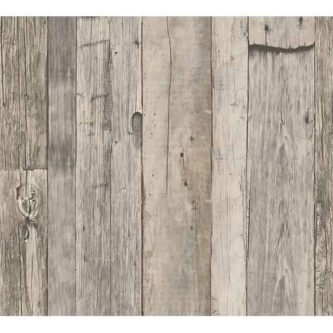 Papier peint aspect bois Profhome 959312 papier peint intissé lisse au style country mat gris blanc beige 5,33 m2 (1/5)