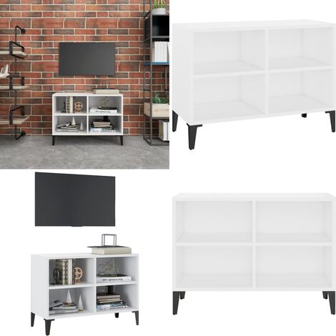 TV-Schrank mit Metallbeinen Weiß 69,5x30x50cm - TV Schrank - Sideboard - Industrielles Möbel - Regal - Weißer TV Stand - Home & Living