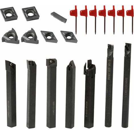 Barre d'alésage porte-plaquettes en carbure avec clés pour outils de tournage de tour 21 pièces (1/5)