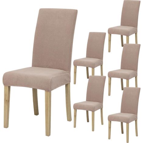 Dehnbarer Stuhlbezug Khaki 6er Set, pflegeleicht & waschbar (1/5)