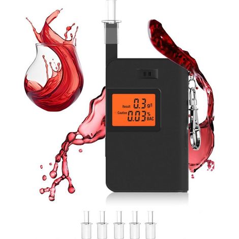 Alcootest Ethylotest Electronique Homologué, Etiloteste Electronique Portable avec Ecran Numérique LCD Orange et 5 Embouts, Haute Précision BAC, Ethylomètre pour Voiture, Maison, Voyage et Soirée (1/5)