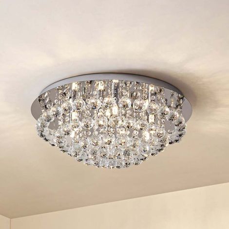 [GEBRAUCHT] B-Ware Lindby Deckenleuchte Antonino LED Kristall Deckenlampe dimmbar chrom Ø55cm 8-flg (1/2)