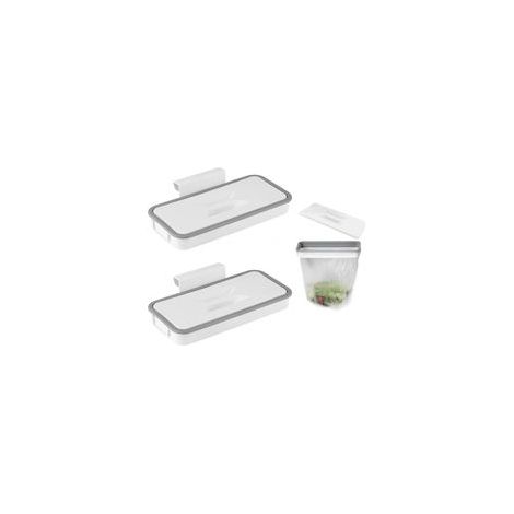 Lot de 2 supports de sac poubelle, accessoires de camping, poubelle suspendue, poubelle pliable, accessoires de cuisine, accessoires de camping, poubelle portable avec couvercle (blanc) (1/5)