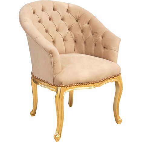 Sillón acolchado con brazos Sillón de entrada Silla acolchada de madera Silla de salón Sillón de dormitorio estilo francés (1/5)