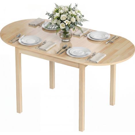Klappbarer Massivholztisch für 6 Personen, Klappmechanismus, 140 x 70 x 75 cm, naturfarben