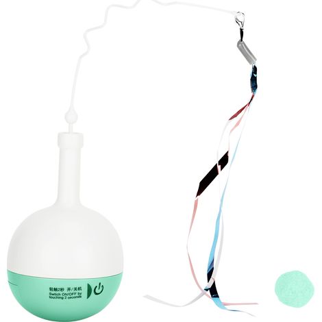 Distributeur de nourriture interactif pour chat, balle mangeuse électrique rotative avec bracelet vert (1/5)