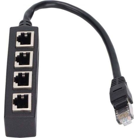 Adaptateur répartiteur RJ45 1 à 4 ports Transmission fluide Excellente connexion Adaptateur de cble réseau (1/4)