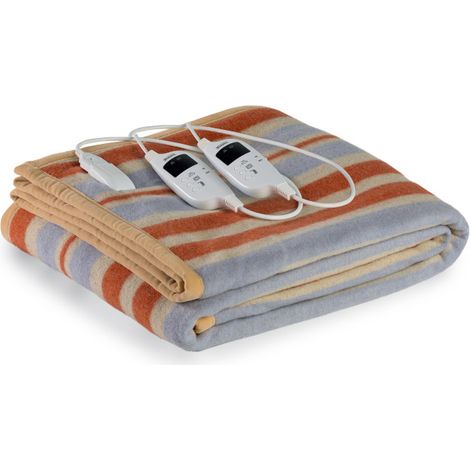 Coperta Elettrica Elettrocoperta Matrimoniale in Misto Lana Righe (1/5)