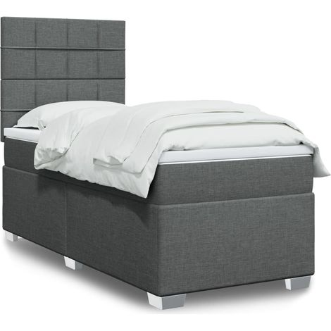 Boxspringbett mit Matratze Dunkelgrau 80x200 cm Stoff