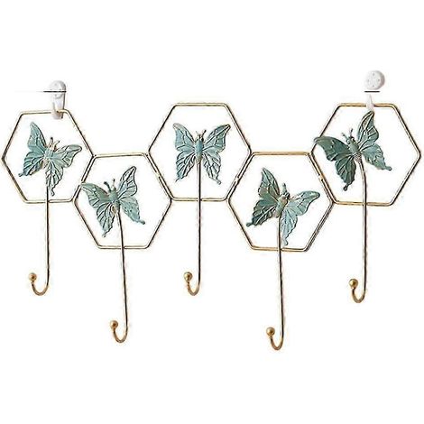 Wandgarderobe mit 5 Haken, dekorative skandinavische Wandhaken für Wohnzimmer, Schlafzimmer, Badezimmer und Küche-Ginkgo leaf (1/5)
