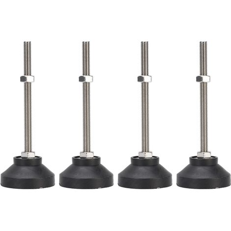 Verstellbare M8-Nivellierfüße 100 mm (4 Füße) – Schwarze, rutschfeste runde Basis für Möbel, Geräte und Regale (1/5)