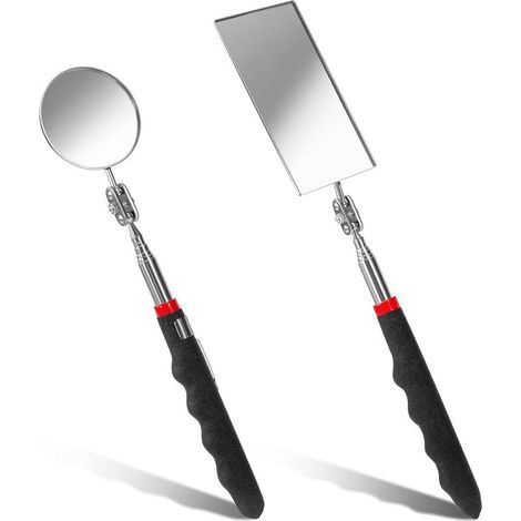 Miroir D'inspection Télescopique 2 Pièces, Automatique Outil Miroirs Télescopique avec Poignée Allongée pour Réparation Vérification Automobile Véhicules (1/5)