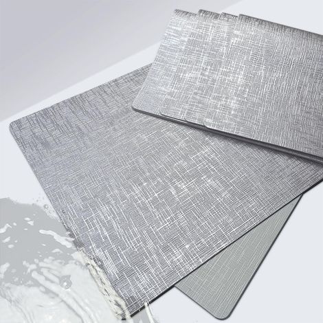 Lot de 6 sets de table en cuir avec aspect métallique brillant - Antidérapants - Lavables - Résistants à la chaleur - Découpables - En plastique - Pour l'extérieur (1/5)