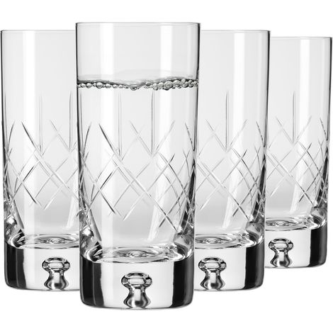 Verres à Eau, Jus et Cocktails 300 ml Lot de 4 Collection Saga Verre en Cristal Fait Main, Taillé (1/5)