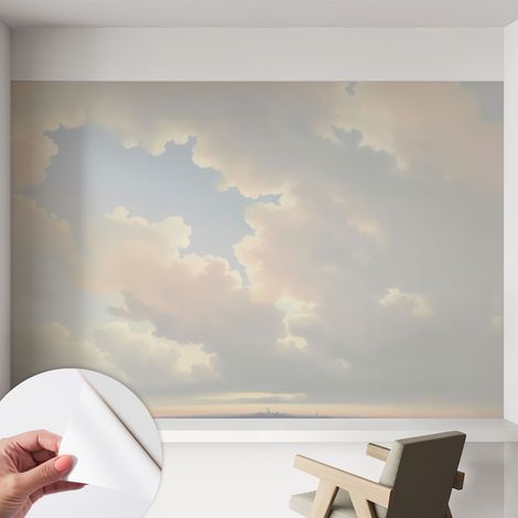 Papier peint autocollant à motifs décoratifs pour salon chambre et bureau Décoration murale élégante avec colle Ciel pastel 152x104 cm (1/5)