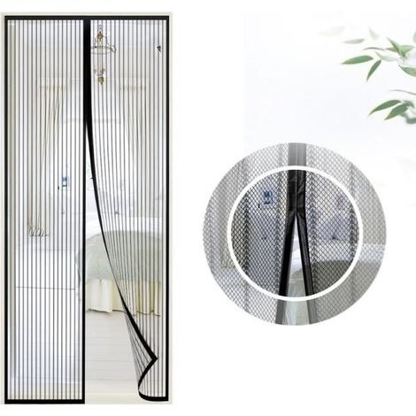 Moustiquaire porte Magnétique 90x210cm Rideau Moustiquaire à Aimantée pour Couloirs, Portes, Patio (Noir) (1/4)
