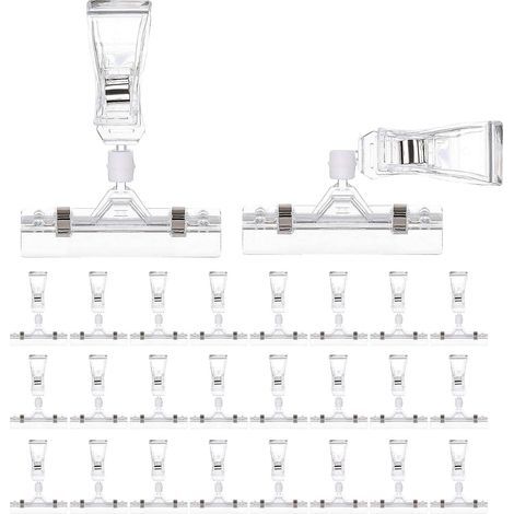 Confezione da 25 porta etichette in plastica per scaffali in metallo, etichette per prezzi al dettaglio, etichette a clip per cestini per contenitori, espositore per merci (4 x 3- (1/5)