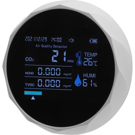 7-in-1 CO₂-Detektor, intelligenter Luftqualitätsmonitor, Weiß, Temperatur, Luftfeuchtigkeit, TVOC (1/5)