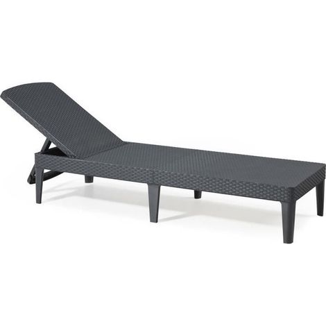 Keter – Chilienne en résine imitation rotin tressé gris graphite – Dossier réglable 4 positions – Conception légère et pliable – Supporte jusqu'à 110 kg (1/10)