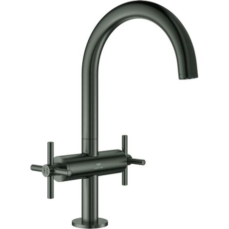 GROHE Miscelatore monocomando lavabo Atrio 21144 DN15 L-Size maniglia a croce hard graphite spazzolato, 21144AL0