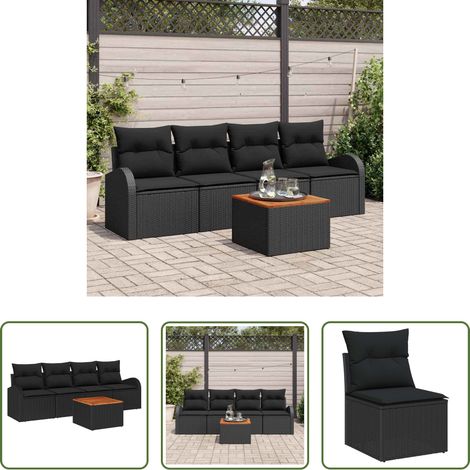 vidaXL Jardin modulaire -  Ensemble de canapé de jardin avec stockage 5 pcs Noir polyrotin (1/5)