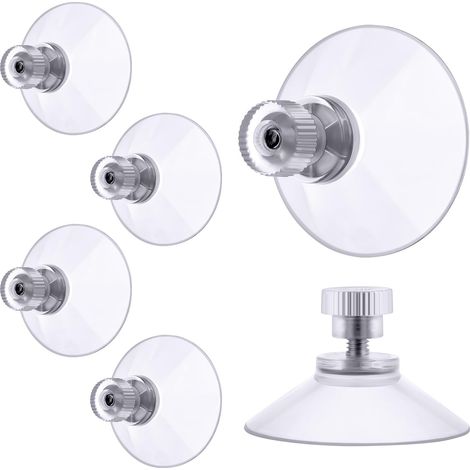 ventouse a visser, 6 Pièces 32mm Ventouses Transparentes avec Filetage, Extra Fortes PVC Plastique Suspension Rideau Isolant Ventouse pour Camping Car, Fenêtre, Salle de Bain, Van (1/5)