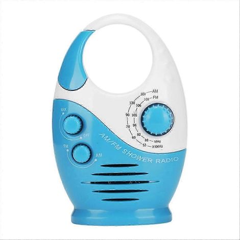 Radio de douche étanche avec haut-parleur à volume réglable, radio AMFM avec crochet, enceinte portable. (1/5)