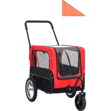 INLIFE Remorque de vélo pour chiens et poussette 2-en-1 Rouge et noir (1/5)