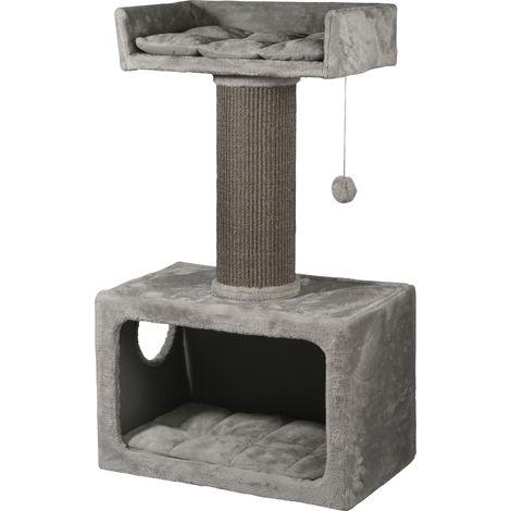 Arbre à Chat Anthracite en Bois avec griffoirs Extra Larges et Stables au Design accrocheur, Convient également aux Grands Chats, 35 x 60 x 100 cm (1/5)