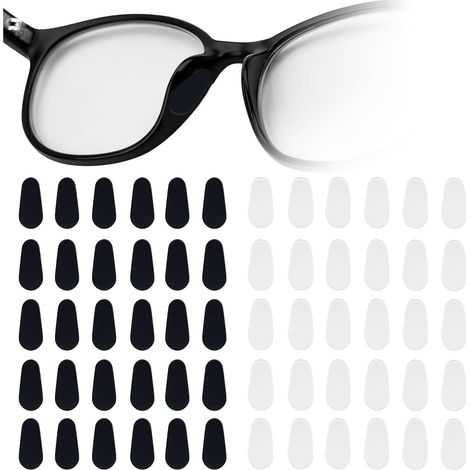 30 paia di naselli per occhiali, antiscivolo, protezione per il naso per occhiali da vista e da sole (1 mm trasparente + nero)