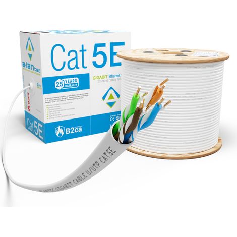 Cables U/UTP cat.5e lsoh 4PR con clase de inflamabilidad aumentada - B2ca FireHardy alantec 305m, 25 años de garantía, prueba de calidad intertek (EE. UU.)