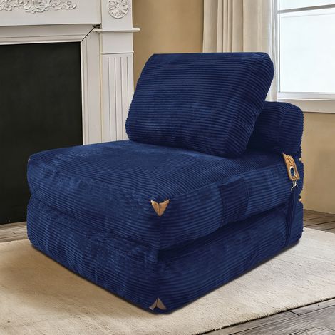 Canape convertible compact bleu en flanelle OKMYHOME (1/4)