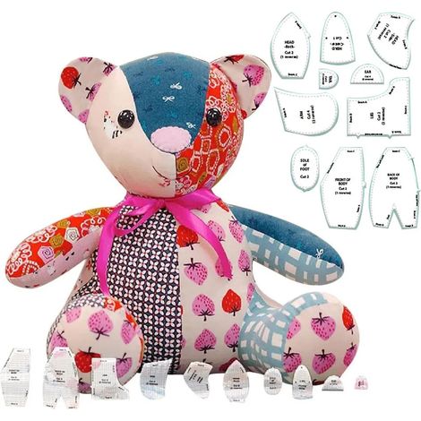 Set de dix gabarits acryliques pour ourson souvenir patron de couture pour créer des animaux en peluche et quilting (1/5)