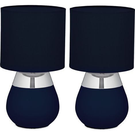 Set di 2 lampade da comodino in stile contemporaneo atmosfera accogliente 32 x 18 cm in ferro nero 130017055