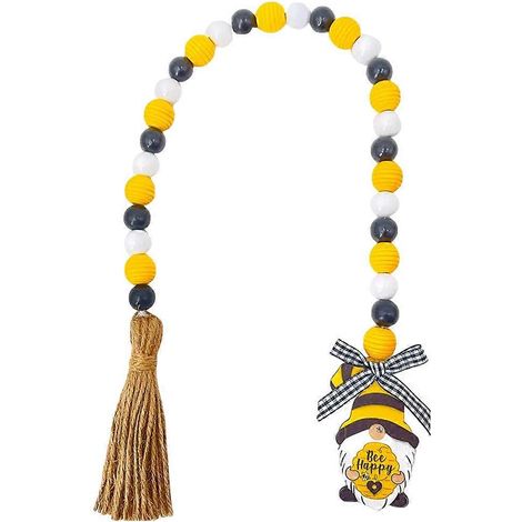 Guirlande de perles en bois en forme d'abeille avec pompon, 3 pièces, pour la décoration intérieure (1/5)
